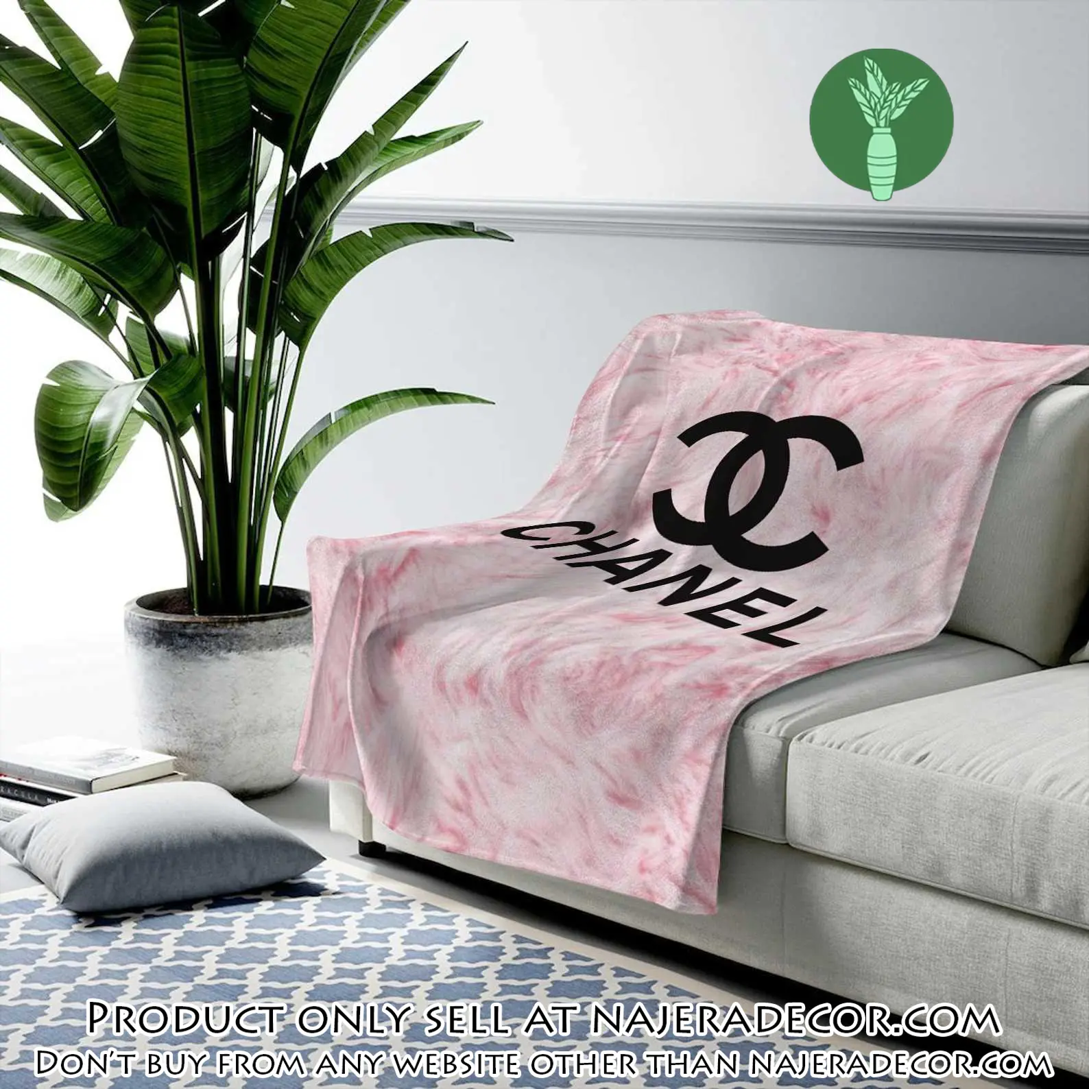Chanel pinky fashion luxury brand premium blanket fleece home decor njr1958634